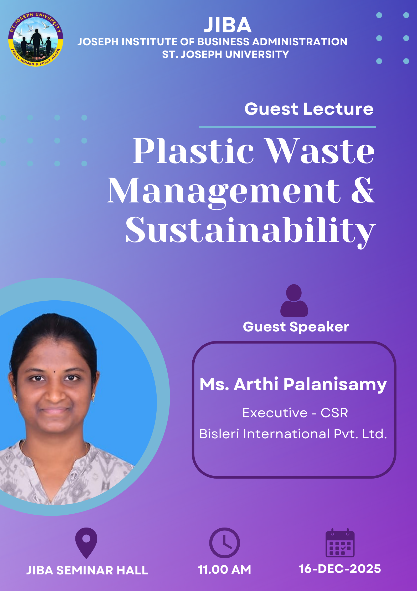 Guest Lecture on Plastic Waste Management & Susutainability